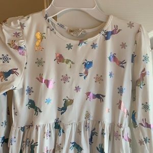 Cream with metallic colored unicorn dress